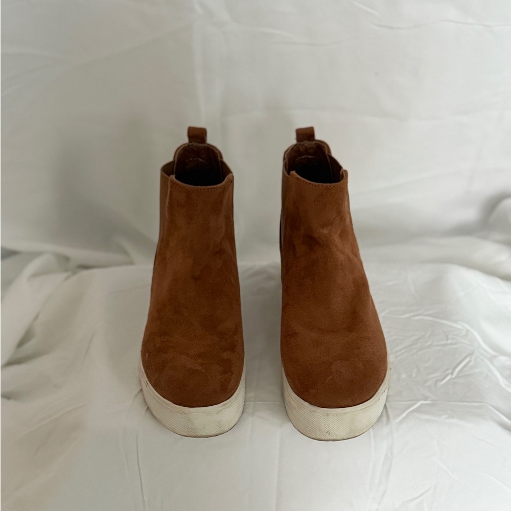 Women’s Soda Brand Brown Suede Ankle Boots with Elastic Panels